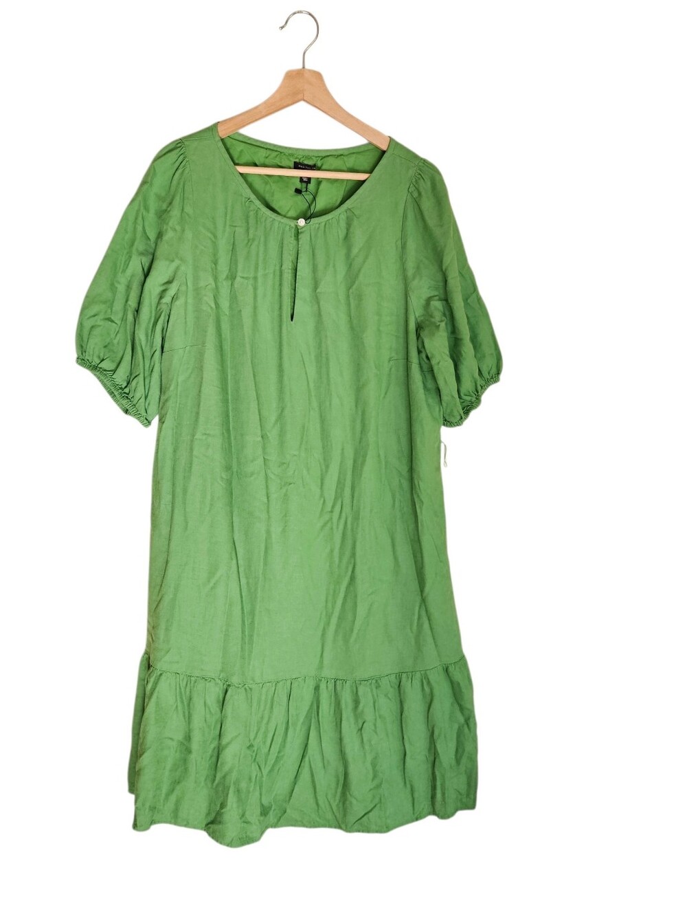 Ann Taylor Meadow Green Dress Boho Ruffle Hem Tunic Dress XL